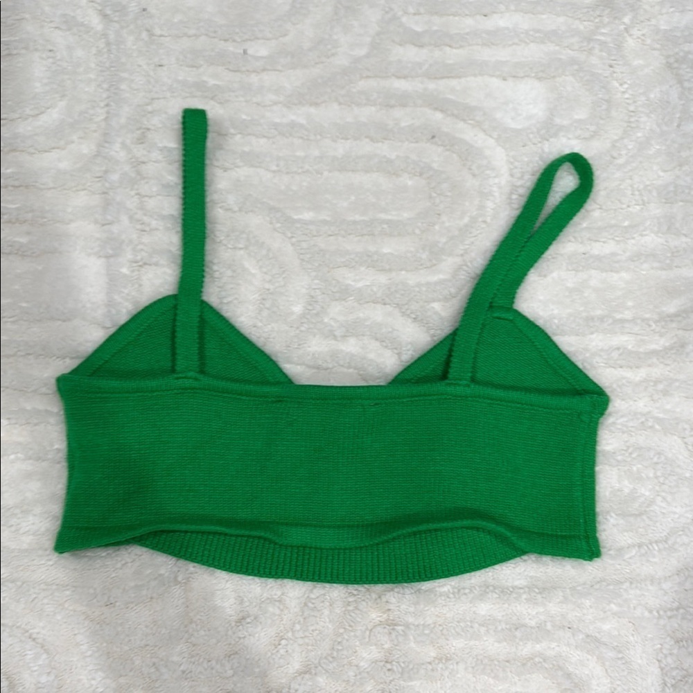 Green Ribbed Crop Top - Picture 3 of 3